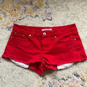 Forever 21 red denim cut off shorts